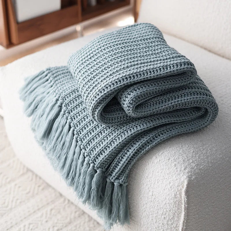 Jeté en Tricot Rayé - Bout de Lit Cosy