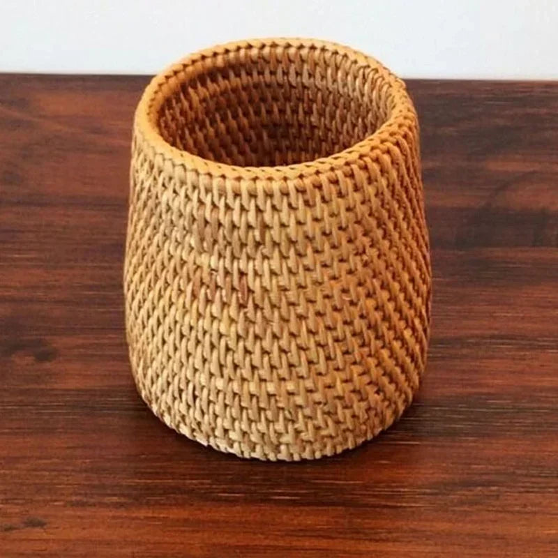 Panier de Rangement Rond en Rotin Tressé