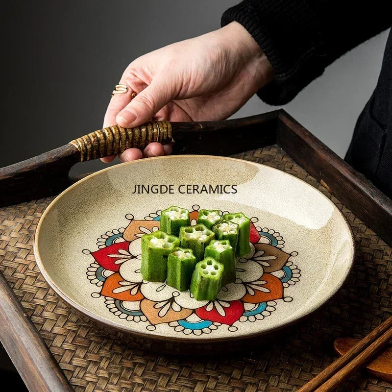 Assiette Creuse en Céramique Peinte à la Main - Style Chinois
