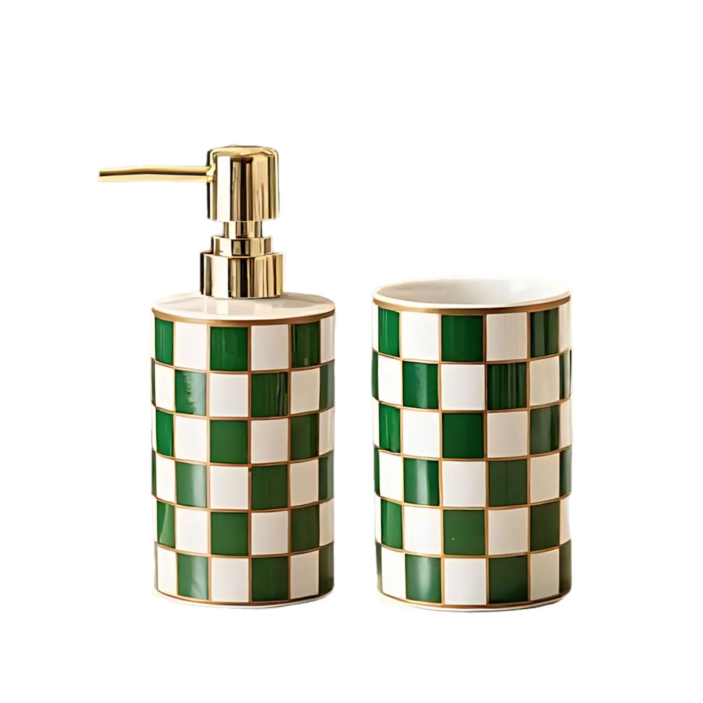Ceramic Soap Dispenser – Grid Pattern Lotion Bottle