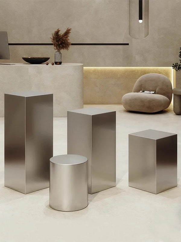 Stainless Steel Display Stand – Modern Entryway Accent Stand
