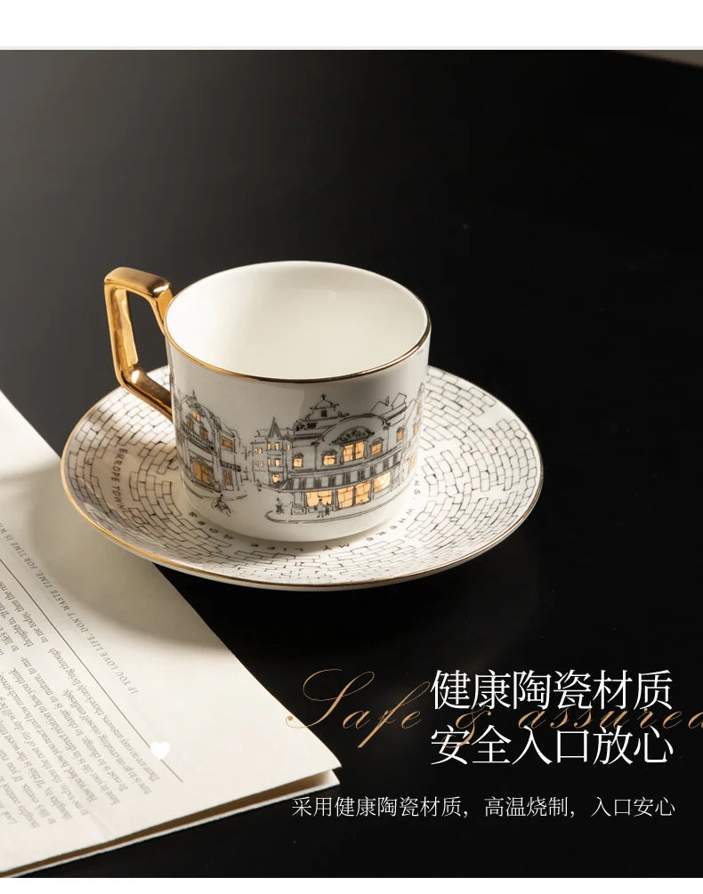 Tasse à Café Vintage Style Européen avec Soucoupe