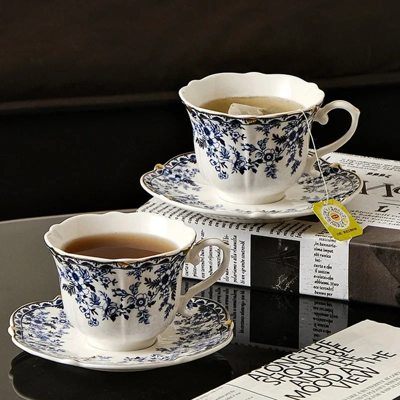 Tasse à Café en Porcelaine Bleu et Blanc Style Anglais
