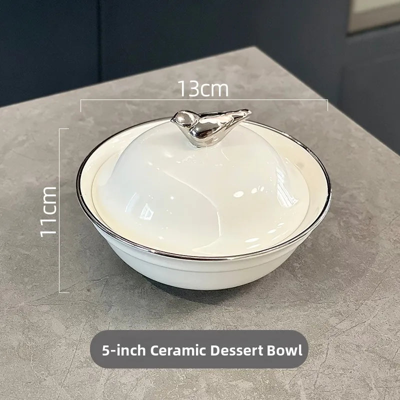 Ceramic Lidded Bowl – Elegant Serving Bowl for Soup & Dessert