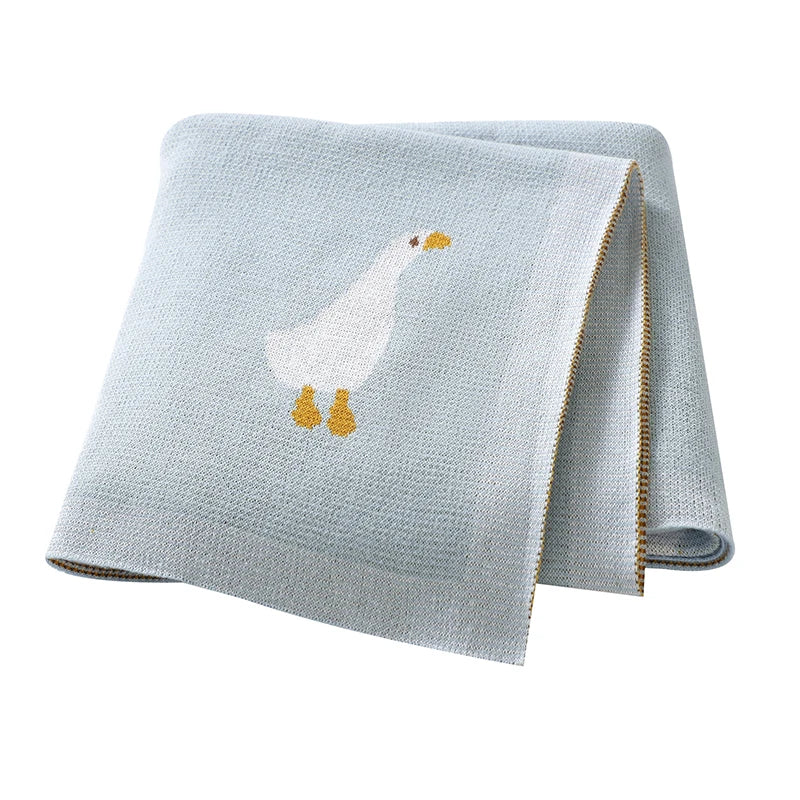 Couverture Bébé Coton Motif Oie Tricotée