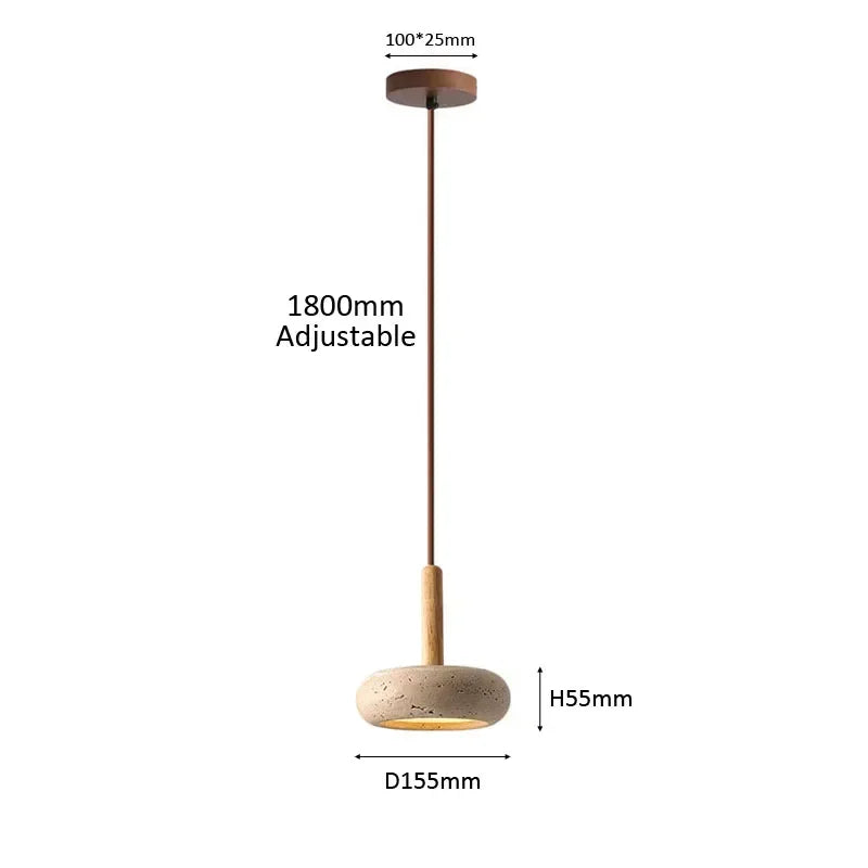 Suspension Wabi-Sabi en Travertin - Forme Ronde