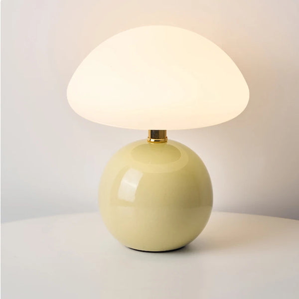 Lampe de Table Champignon en Céramique - Style Nordique Crème