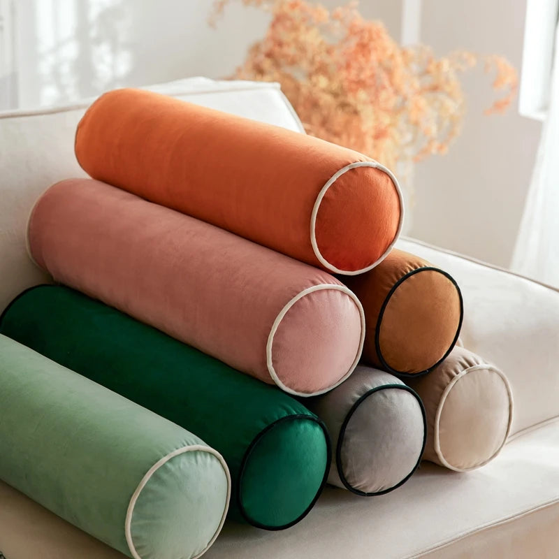 Coussin Traversin Velours - Bordure Passepoilée