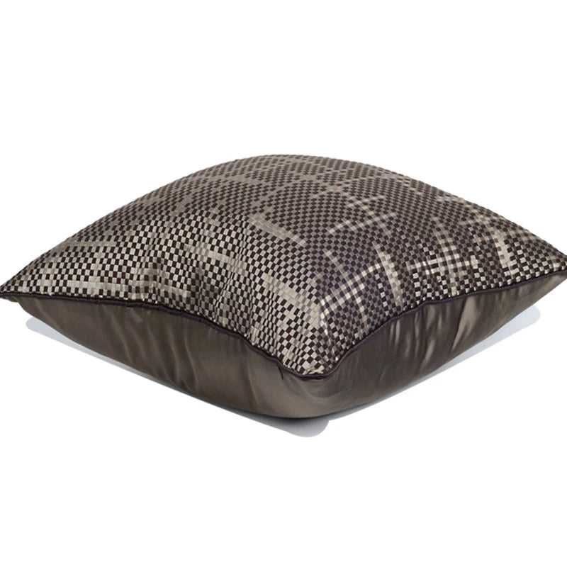 Housse de Coussin Wabi Sabi Tressée Brun Motif Géométrique