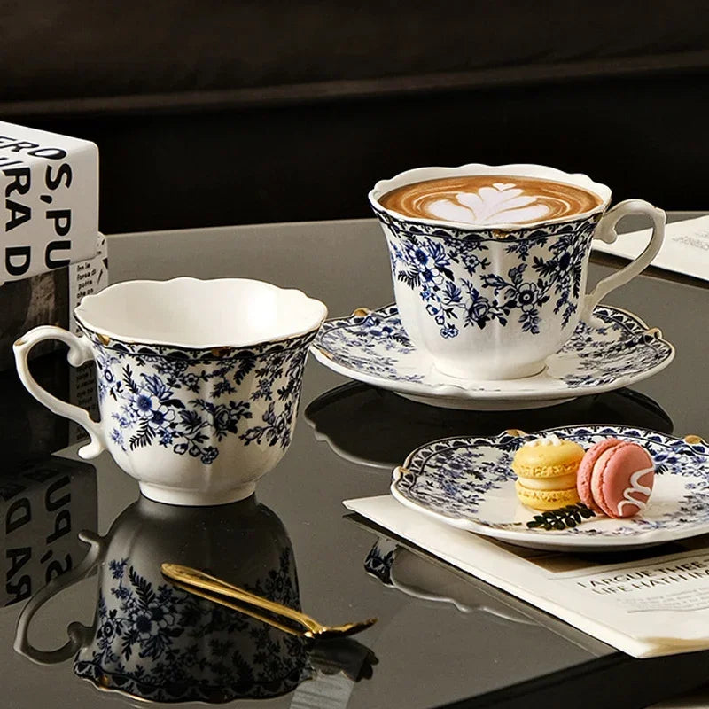 Tasse à Café en Porcelaine Bleu et Blanc Style Anglais