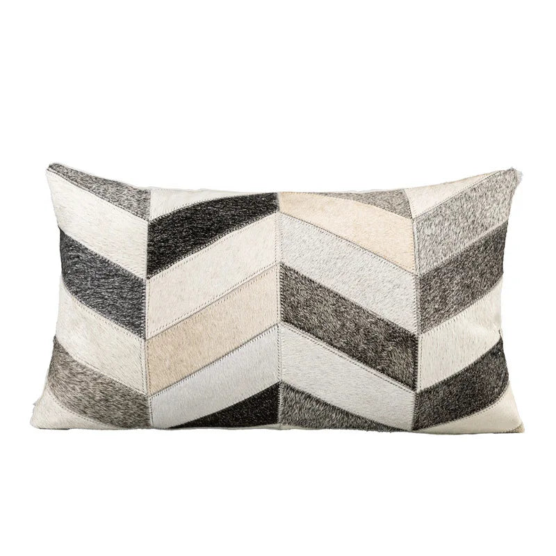 Housse de Coussin Lombaire Gris et Blanc Effet Peau de Vache