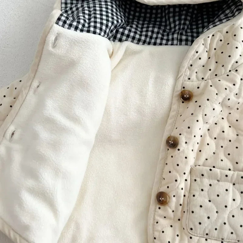 Manteau Enfant Matelassé à Capuche à Pois