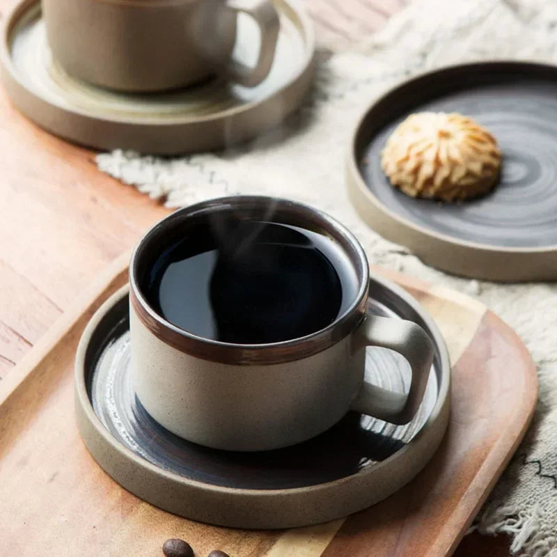 Set Tasse et Soucoupe Grès Style Japonais Fait Main