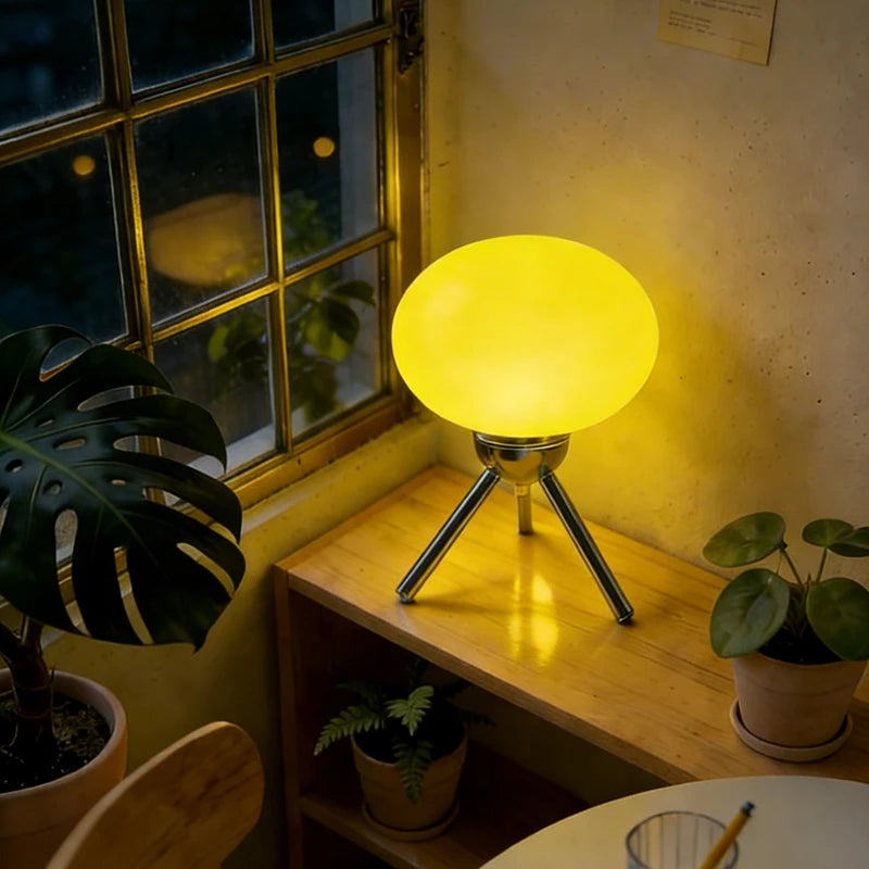 Lampe de Table Champignon en Verre - Style Bauhaus