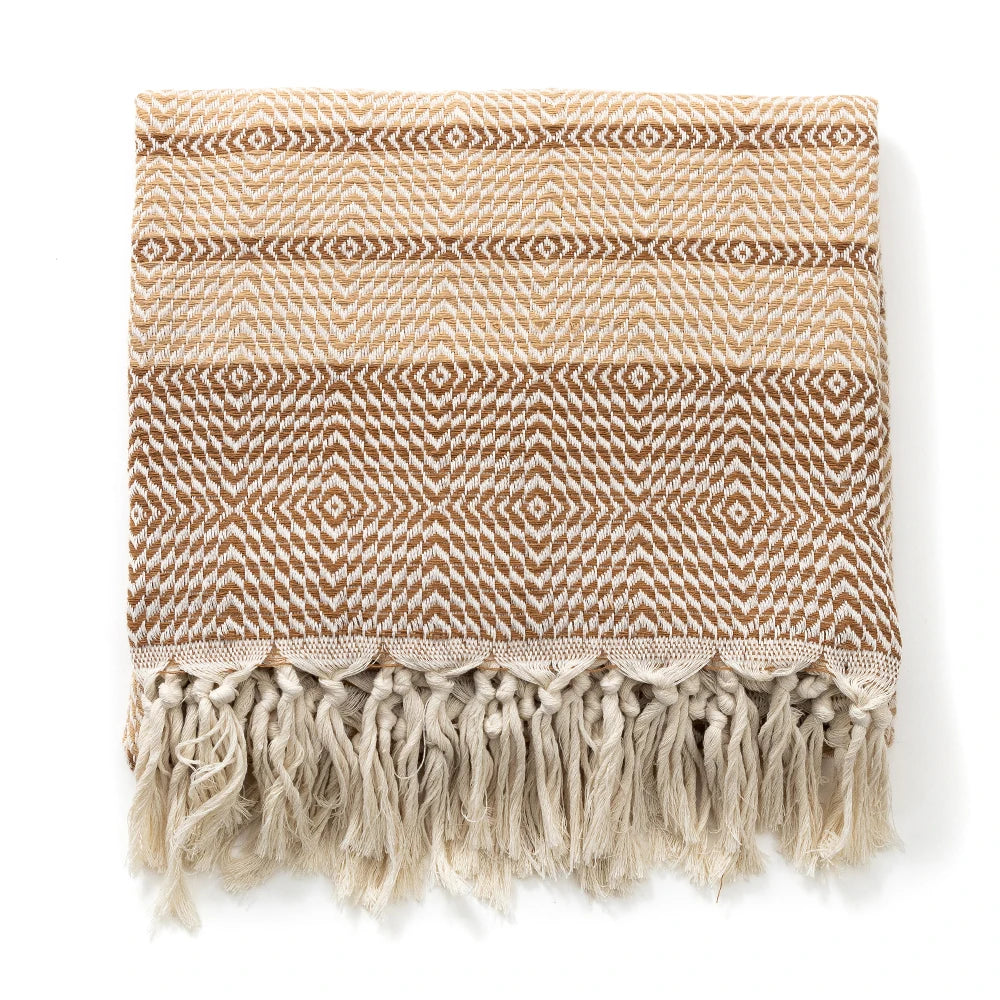 Couverture en Coton à Franges - Style Moderne Épuré