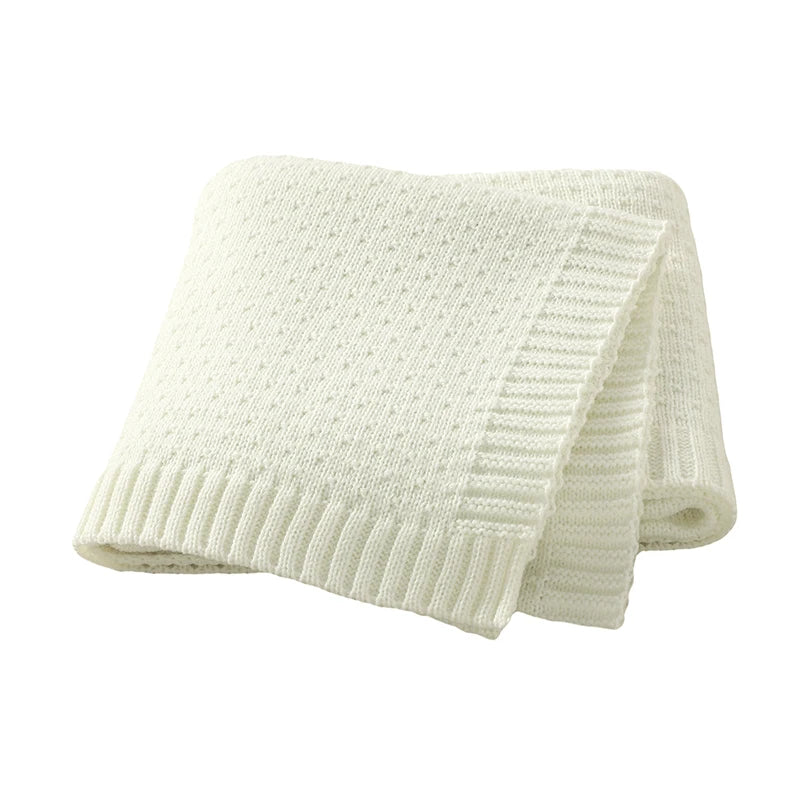 Couverture Bébé en Tricot Uni - Poussette et Berceau