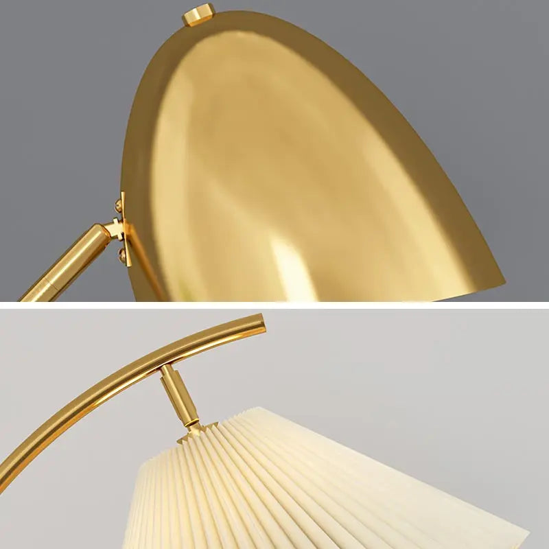 Lampadaire sur Pied Nordique - Abat-Jour Tissu Noir et Or