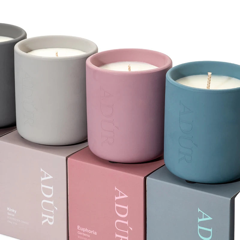 Bougie Parfumée en Pot de Céramique - Cire Végétale et Mèche en Bois