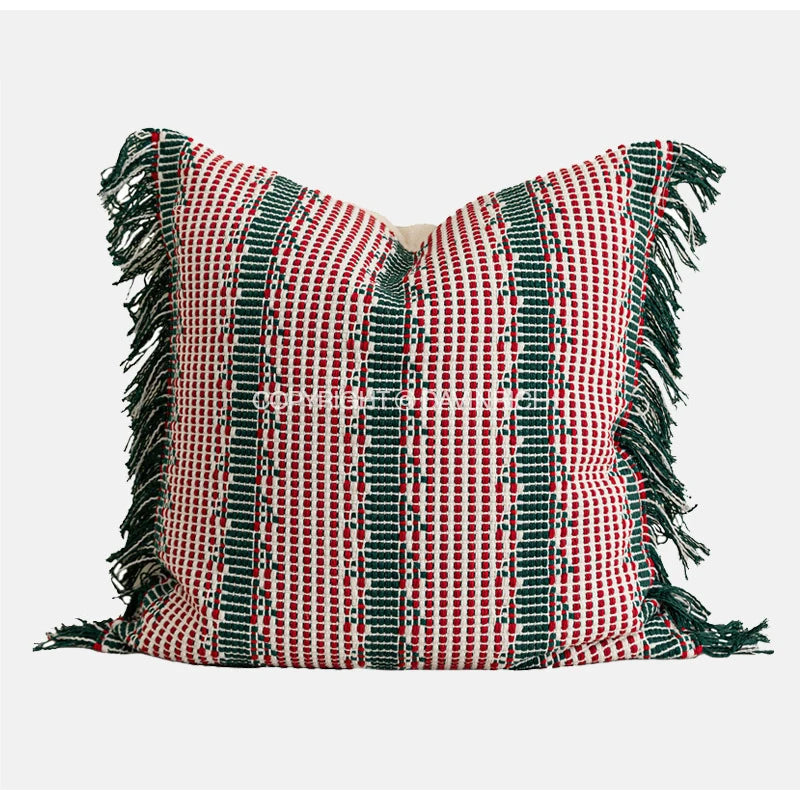 Housse de Coussin Velours Tissage Panier Luxe
