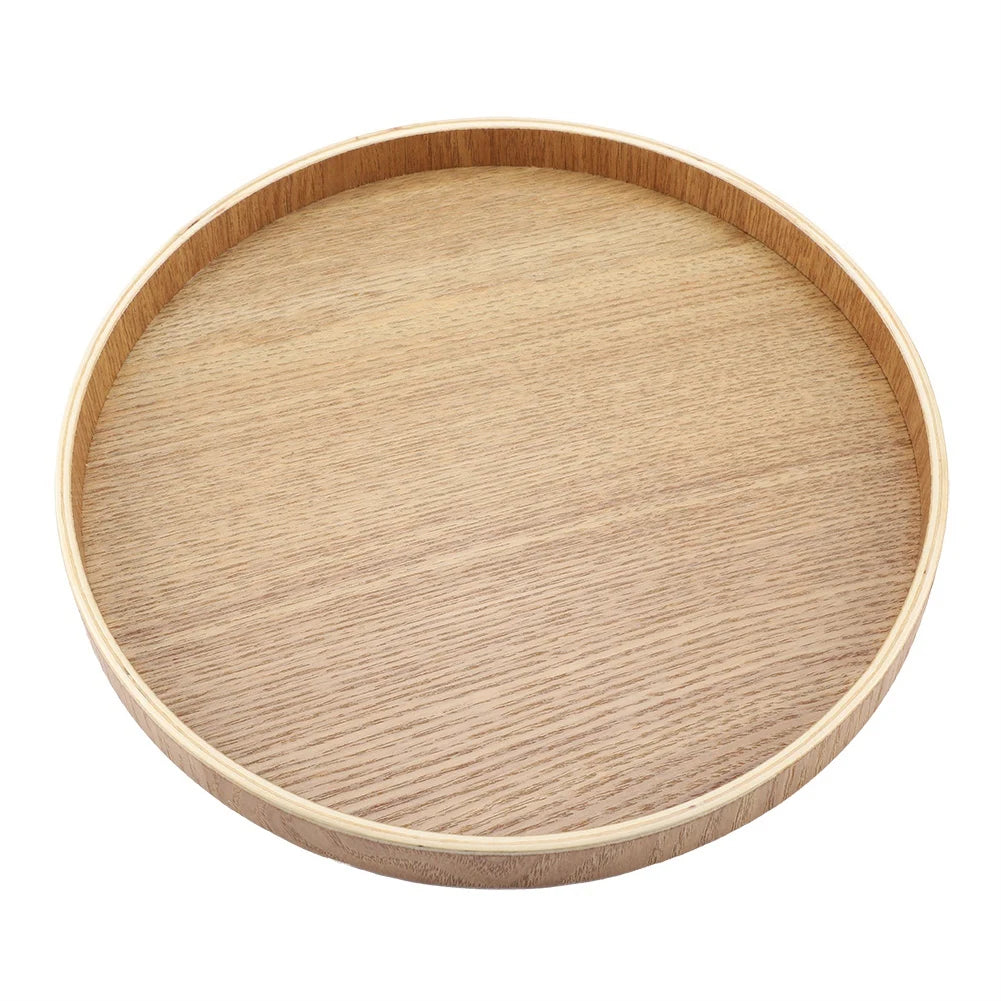 Plateau de Service en Bois Rond pour Thé et Collations