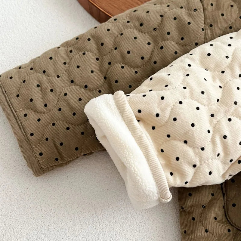 Manteau Enfant Matelassé à Capuche à Pois