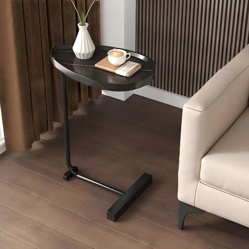 Petite Table Basse Ovale Mobile - Design Minimaliste