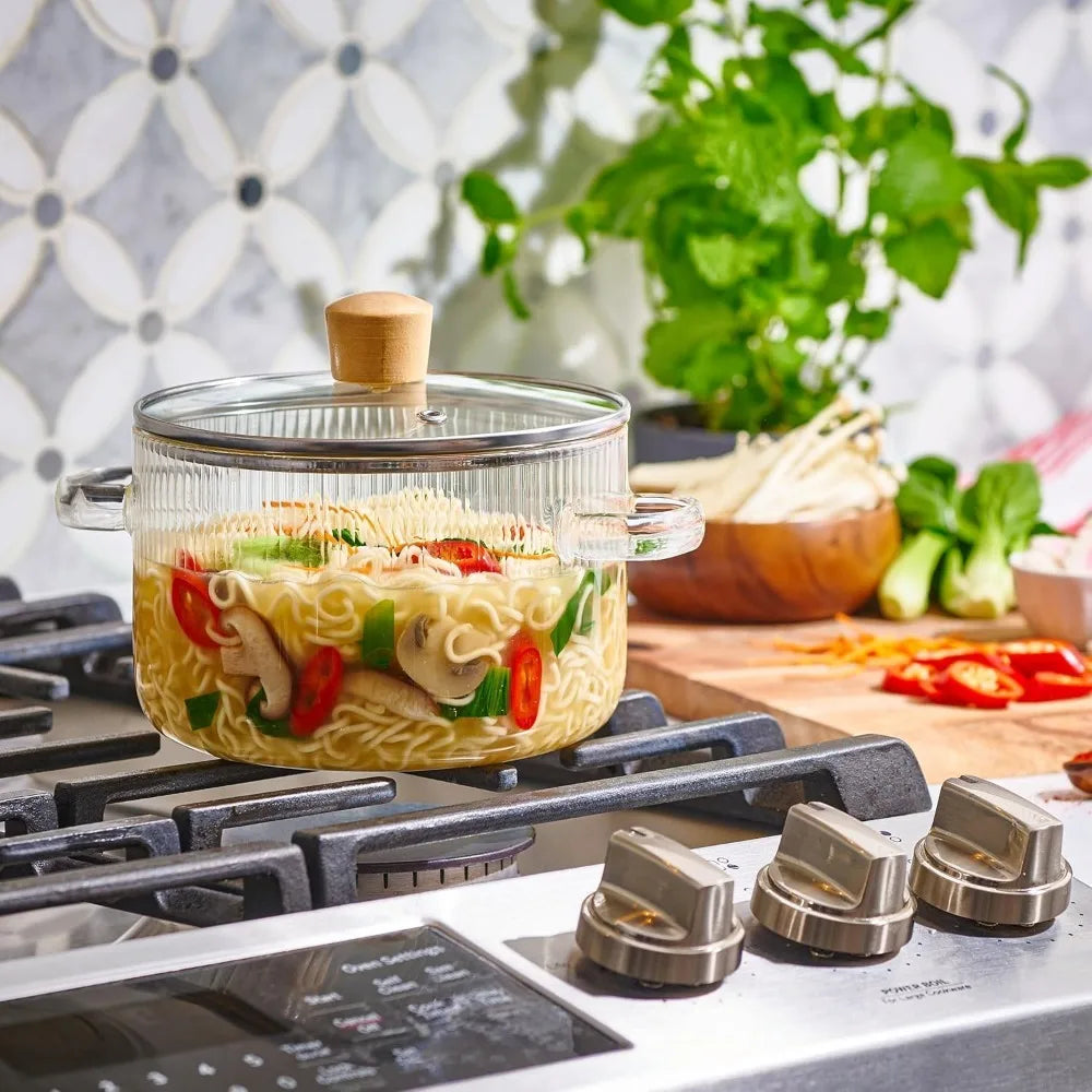 Casserole en Verre avec Couvercle 1,6L Double Poignée