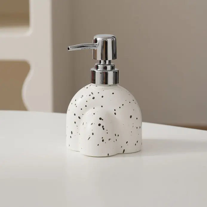 Distributeur de Savon Céramique Motif Encre Rayé