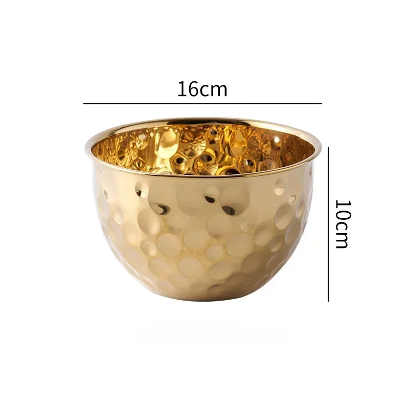 Saladier en Acier Inoxydable Martelé Or ou Argent