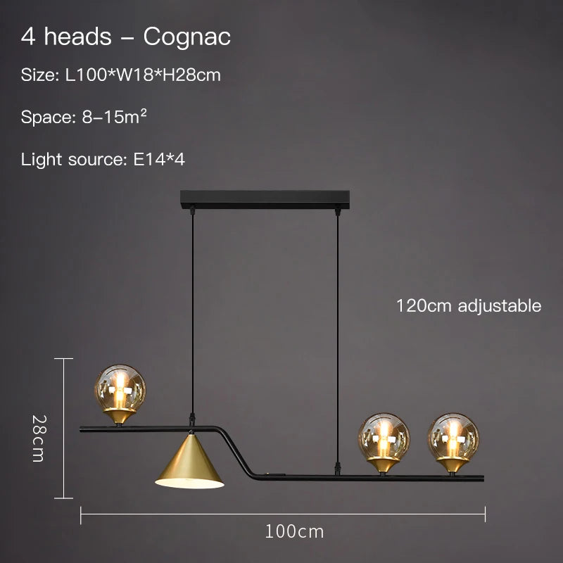 Suspension Boule de Verre Noire - Style Nordique LED