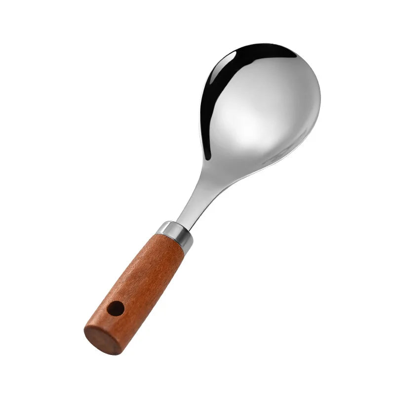 Cuillère à Riz Acier Inoxydable Manche Bois 22cm