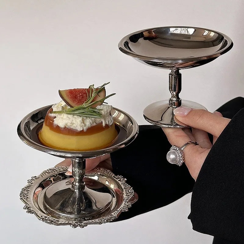 Coupe à Dessert Acier Inoxydable Style Rétro Base Haute
