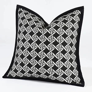 Housse de Coussin Jacquard Géométrique Gris Avoine Luxe Minimaliste