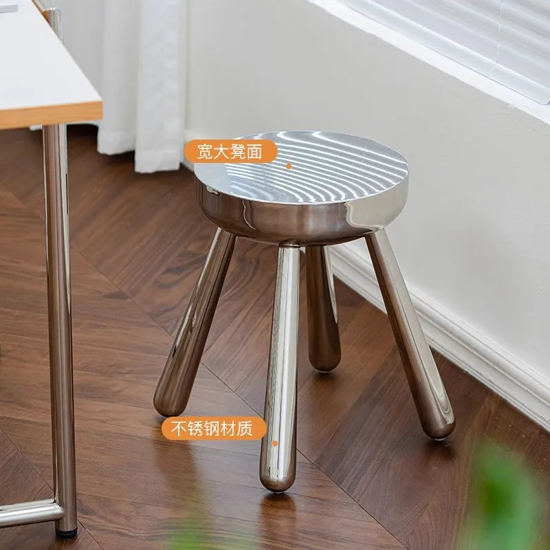 Silver Stainless Steel Stool – Nordic Minimalist Accent Seat, 34x34x41cm