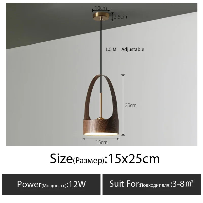 Suspension LED Effet Bois Style Restaurant Nordique