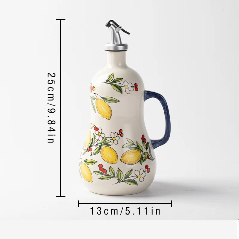 Distributeur d'Huile d'Olive en Céramique Gaufrée