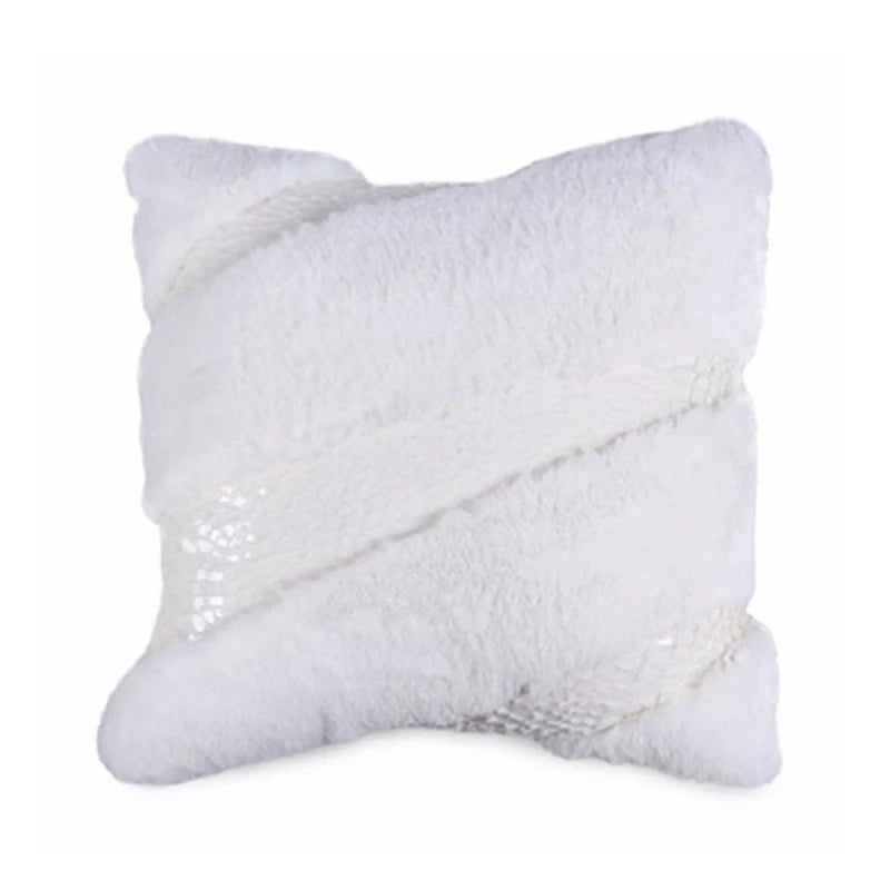 Housse de Coussin Fourrure Renard Sequins Style Italien Moderne