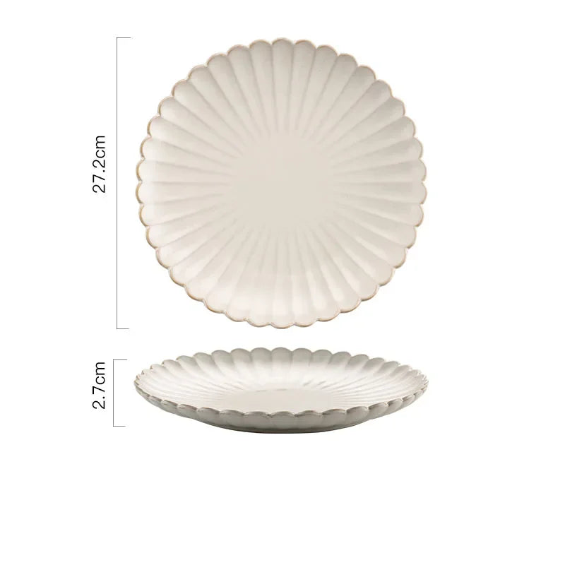 Assiette en Céramique Rétro Motif Poisson en Relief