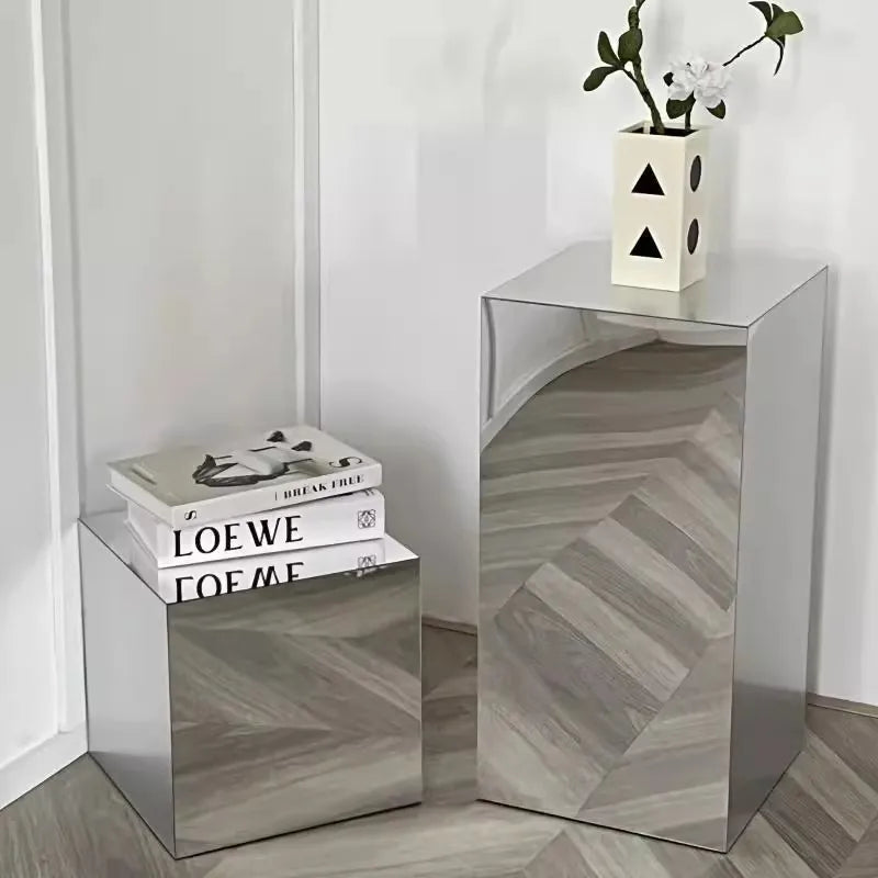 Square Mirror Side Table – Light Luxury Display Stand, 40x40x40cm