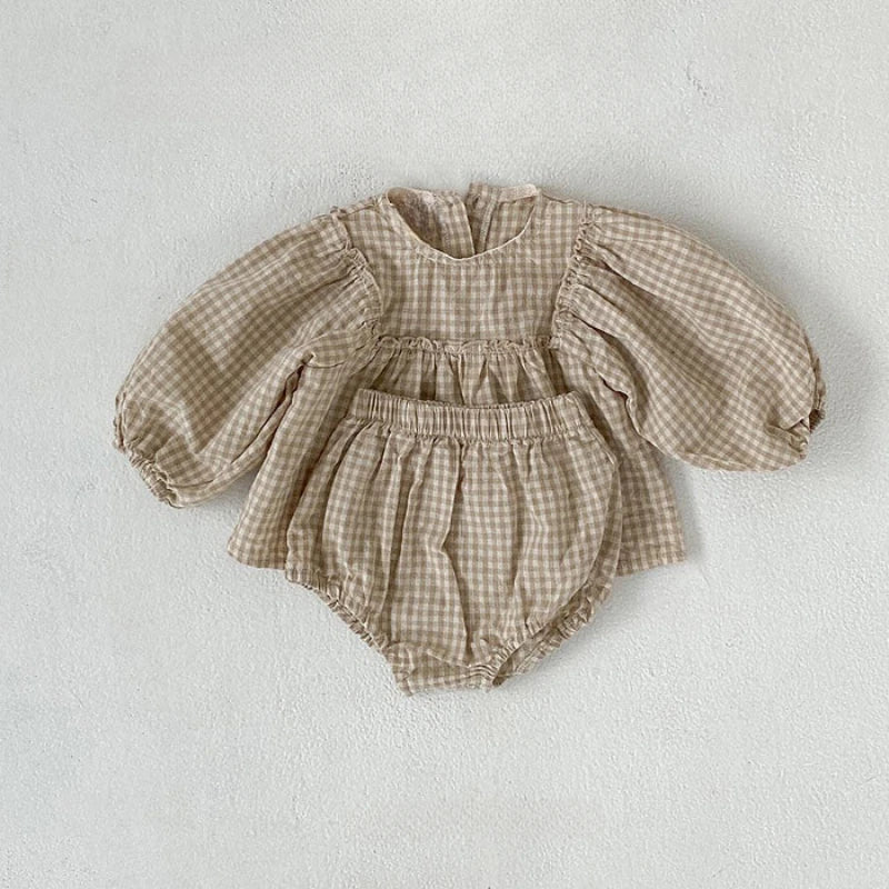 Ensemble Chemisier à Carreaux et Short Fille