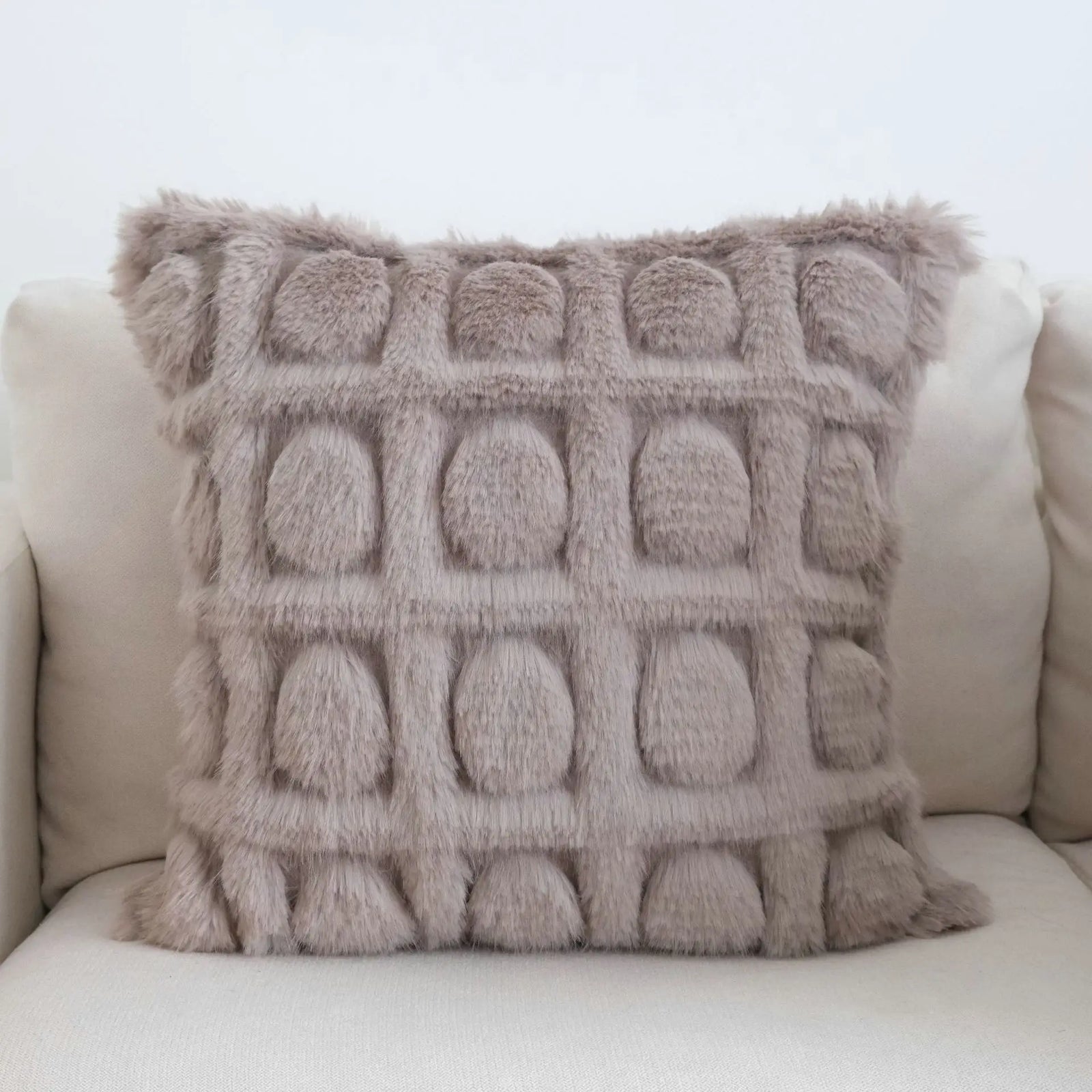Housse de Coussin Arches Géométriques Effet Fourrure