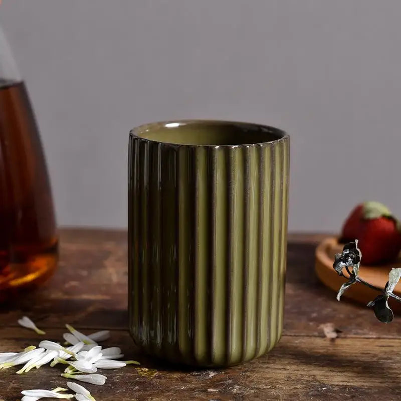 Mug en Céramique à Rayures Verticales - 300ml
