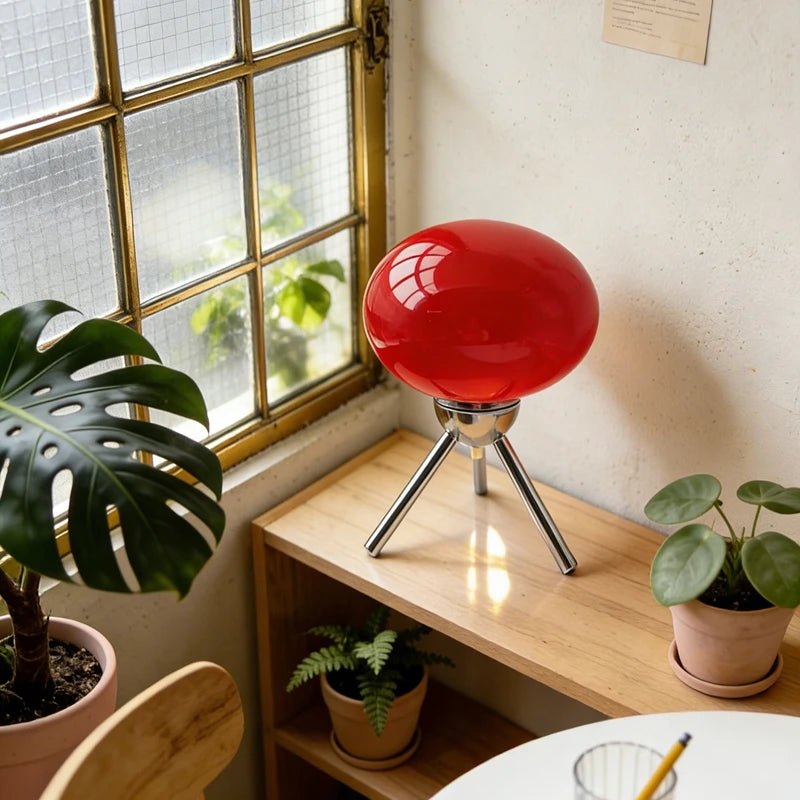 Lampe de Table Champignon en Verre - Style Bauhaus