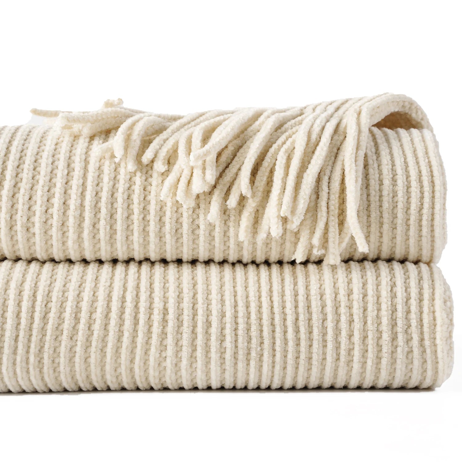 Jeté Chenille à Franges - Style Farmhouse Rouille