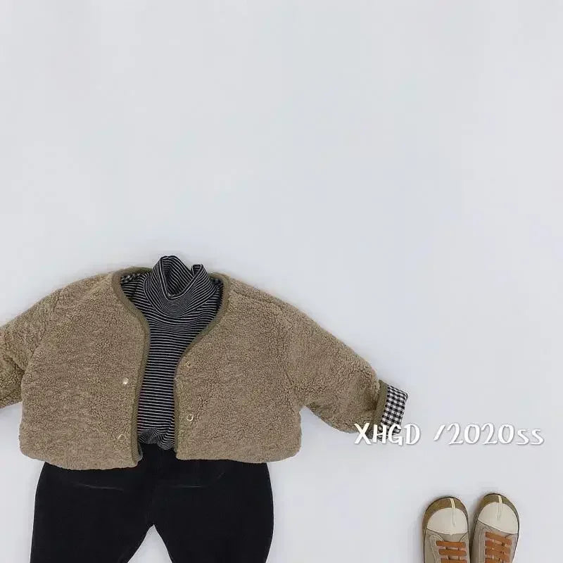 Veste Enfant Réversible Chaude à Carreaux