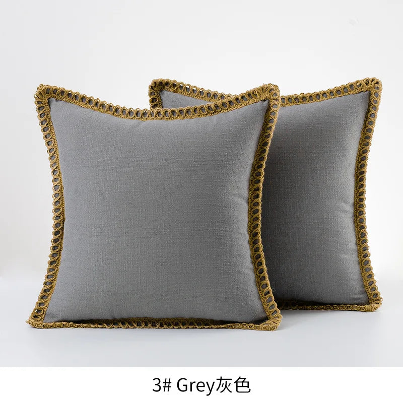 Housse de Coussin Champêtre Bordée - Style Farmhouse