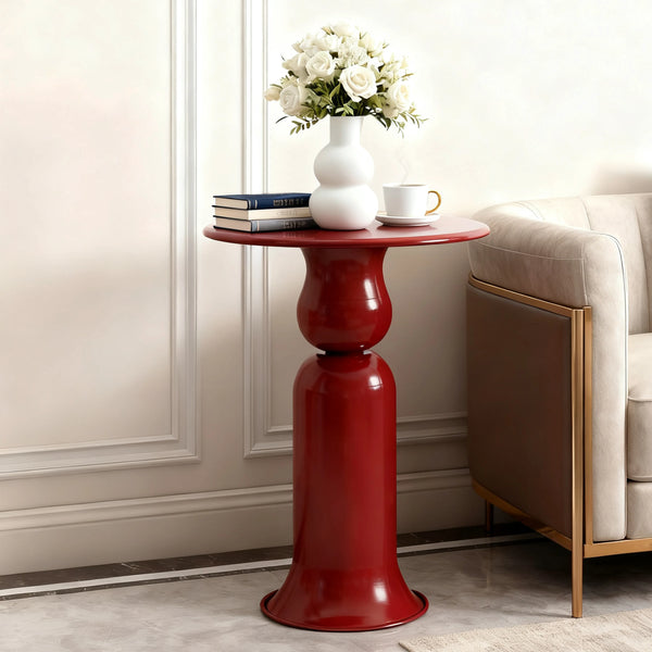 Table Basse Ronde en Métal avec Rangement - Style Italien
