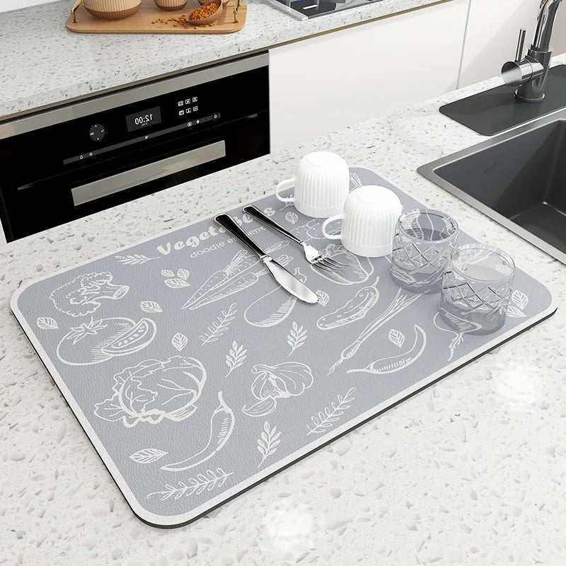 Tapis d'Égouttage Absorbant Antidérapant pour Cuisine