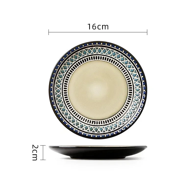 Assiette Plate en Céramique Fleurie - Style Européen