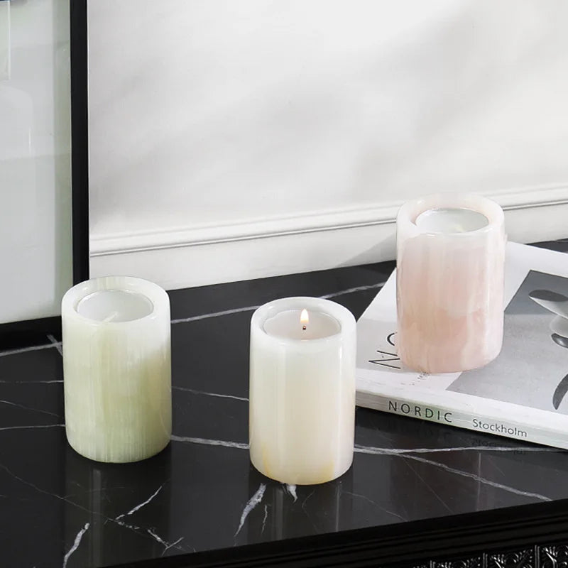 Petit Bougeoir en Marbre Onyx - Format Coupe